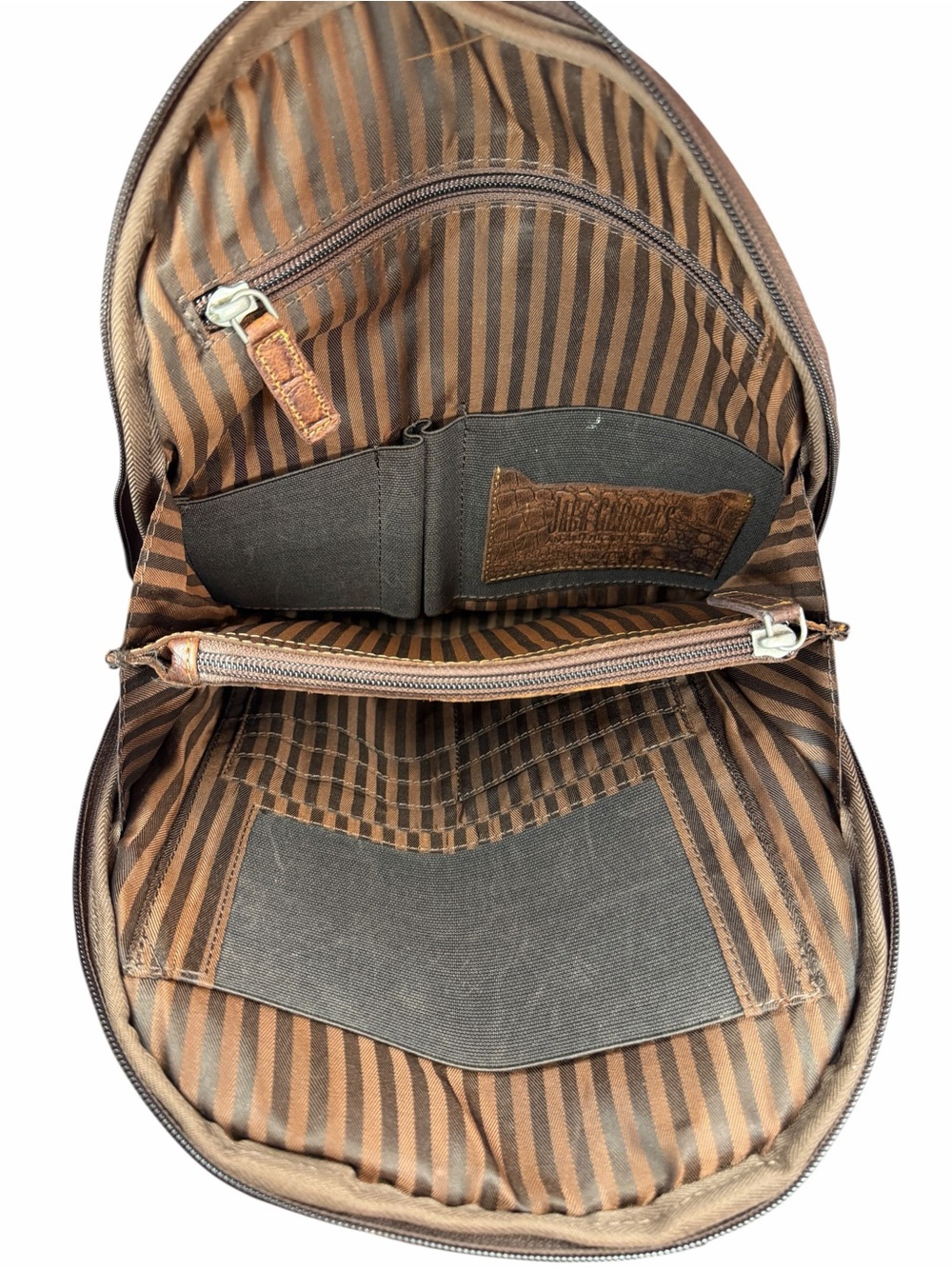 Croc-Embossed Brown Leather Women's Backpack - Picture 3 of 5